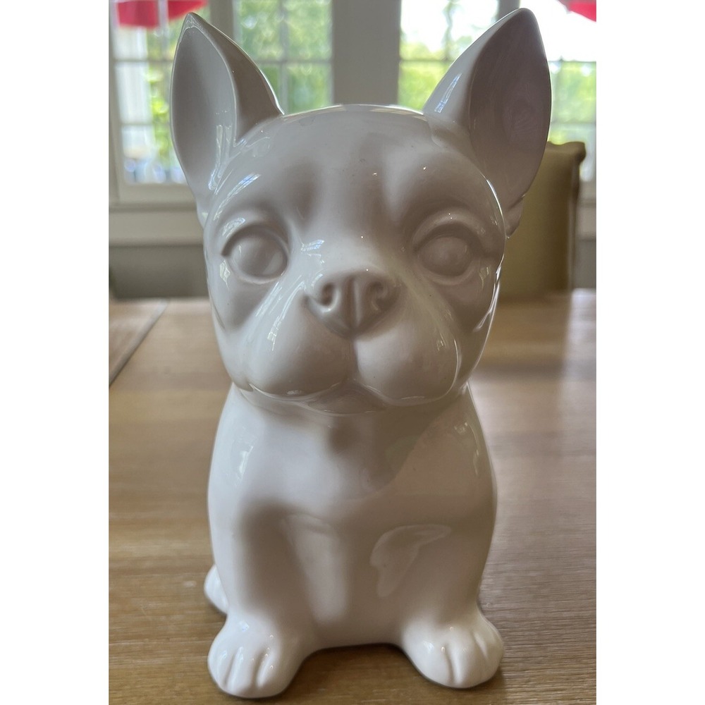 French Bulldog Ceramic Piggy Bank White Display Statue